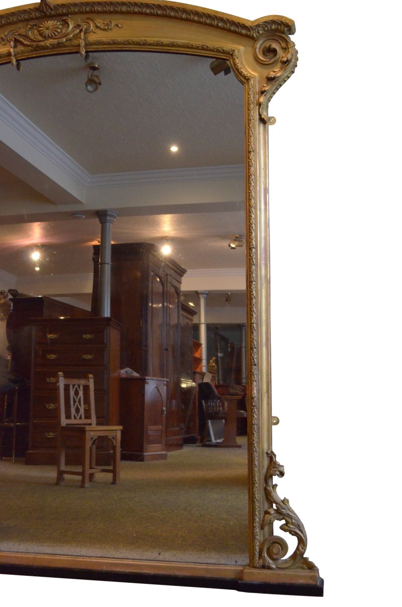 Large Antique Wall Mirror Overmantle Mirror H170cm - Image 10